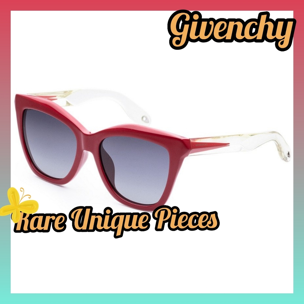 Givenchy Red and Clear Cat-Eye Sunglasses with Gradient Lenses